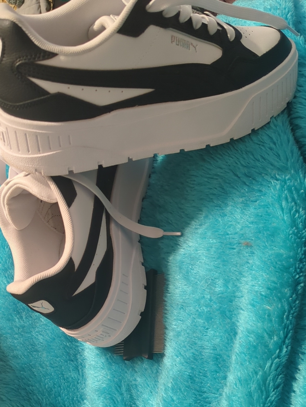Puma Women's Karman II Idol Black and White Platform Sneakers